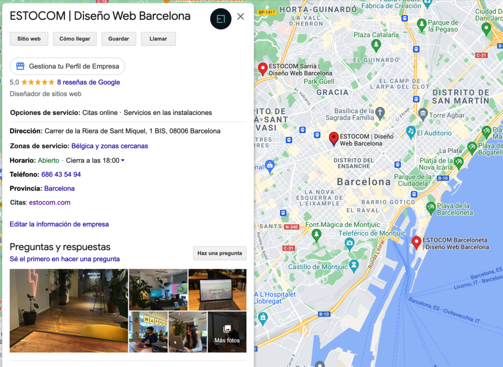 ESTOCOM Google My Business - Diseño web Barcelona